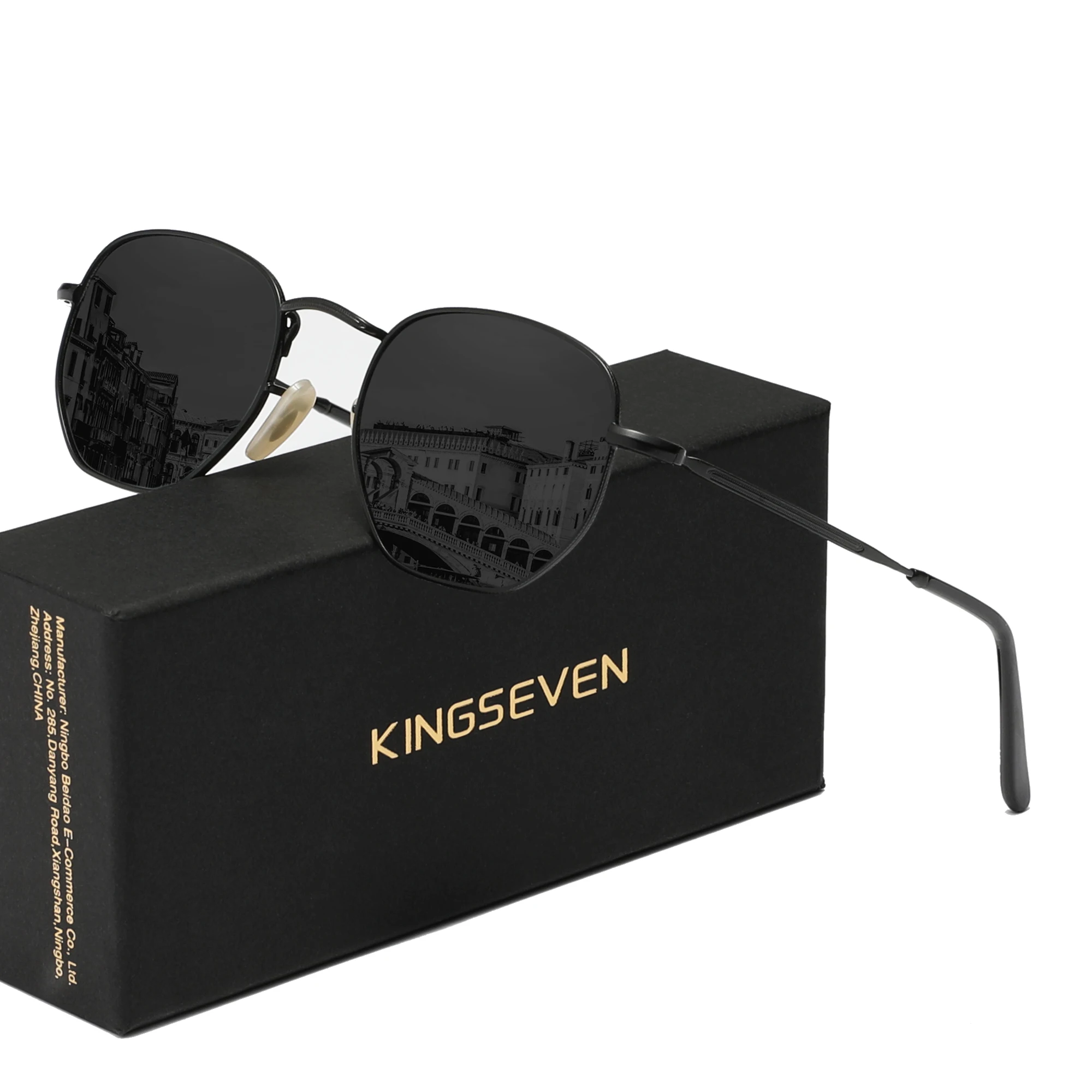 KINGSEVEN Mode Runde Sonnenbrille Polarisierte UV400 Frauen Männer Anti-glare Fahren Gläser Legierung Rahmen Brillen – Detail 2