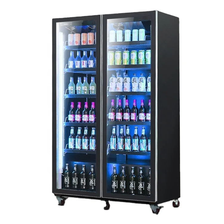 

Restaurant Vertical Cooling Showcase Frozen Food Freezers Double Door Commercial Outdoor Fridge Cooler