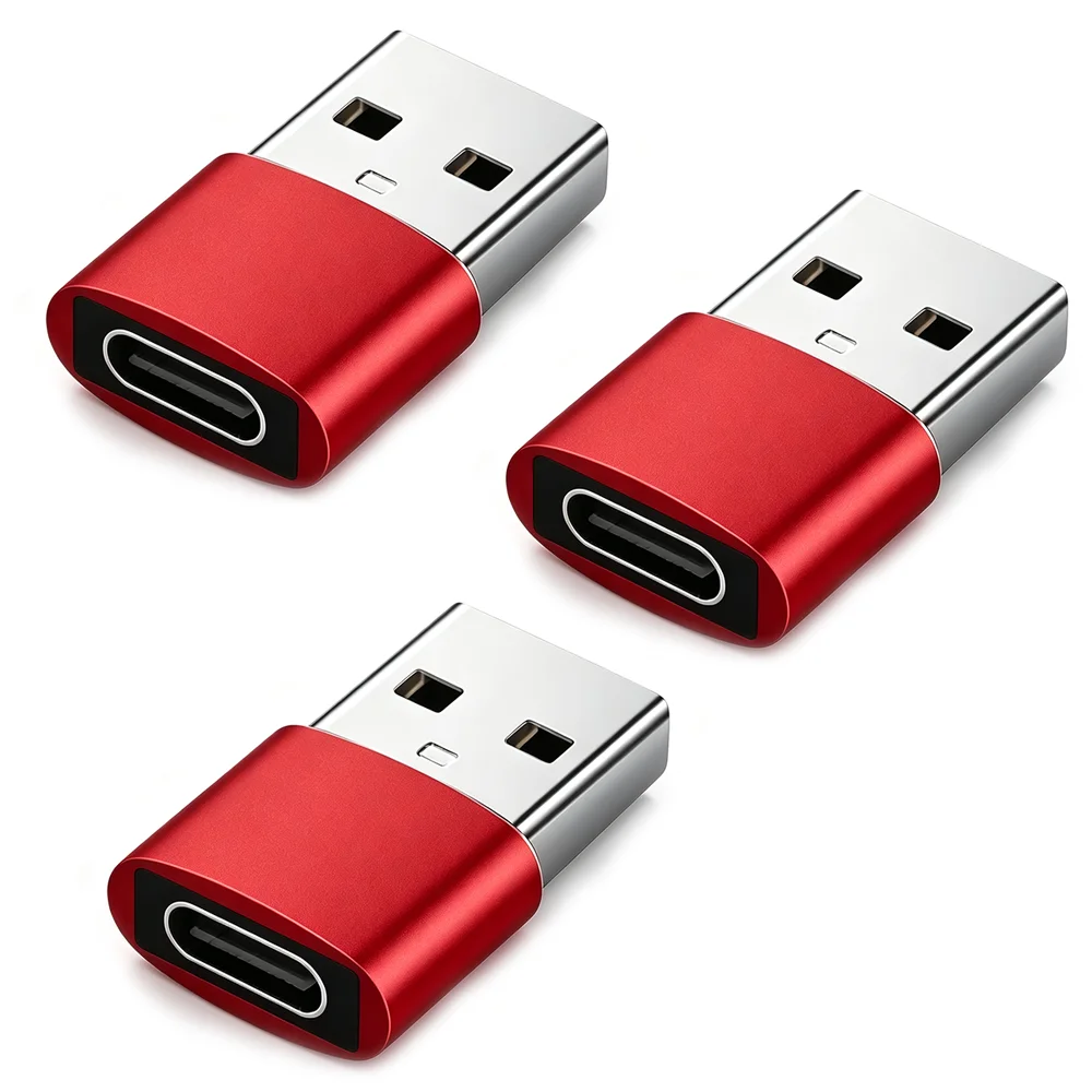 3Pieces USB C to USB A Adapter Type C Charger Power Adapter for iPhone Airpods iPad Air Samsung Xiaomi Redmi Huawei Honor