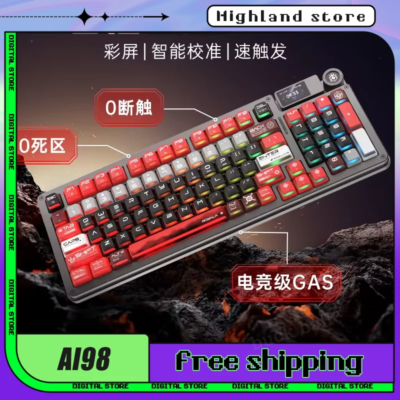 

New Royalaxe Al98 Magnetic Switch Game Mice 3mode Mechanical Keyboard Wireless Bluetooth Keyboard Hot Swap Gaming Keyboards Gift