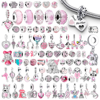 Sparkling Pink Series Charms Hot Air Balloon Cupcake Murano Glass Dolphins Flower & Heart Fit Original Bracelet DIY Jewelry Gift