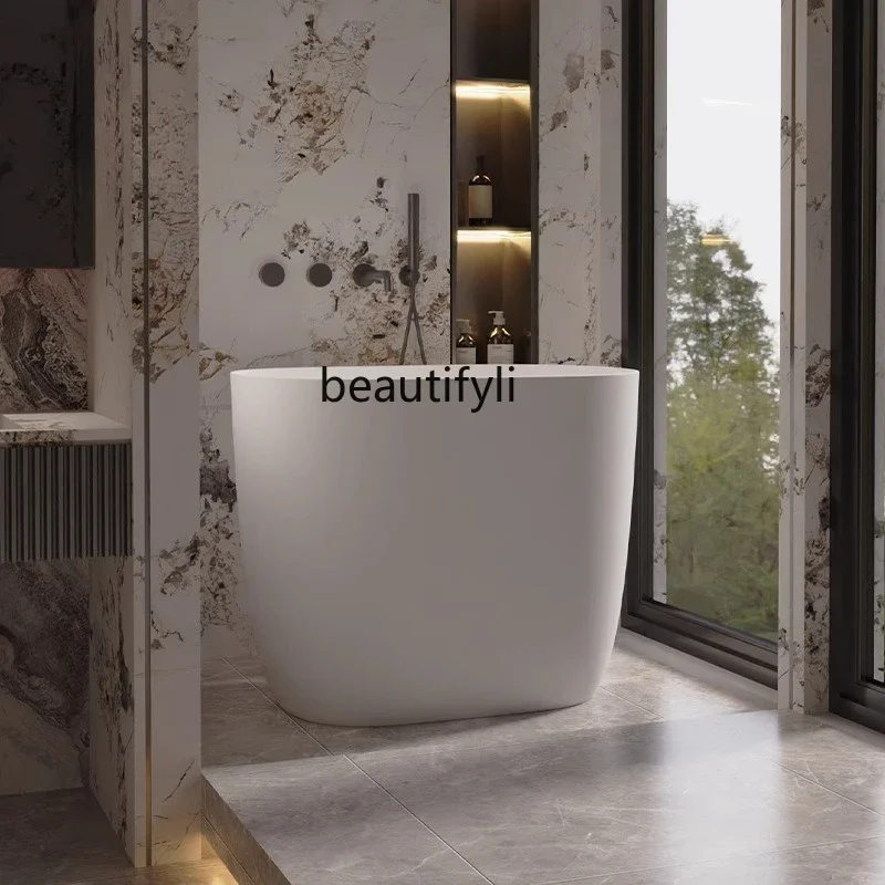 X فقاعة عميقة من الحجر الصناعي البوليمر، حوض استحمام بيضاوي للجلوس المنزلي