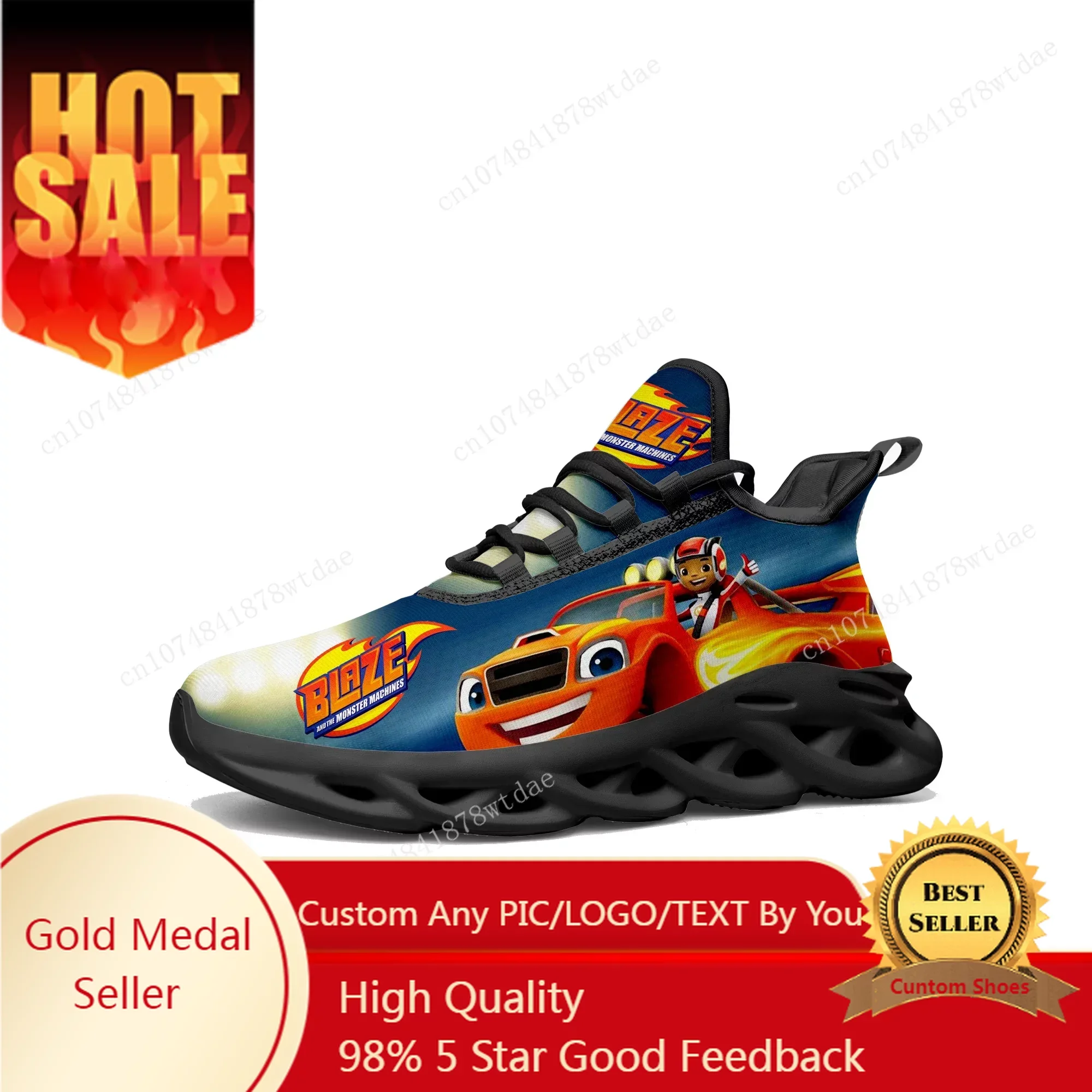 Blaze And The Monster Machines Flats Sneakers Mens Womens Teenager Sports Running Shoe High Quality Custom Lace Up Mesh Footwear