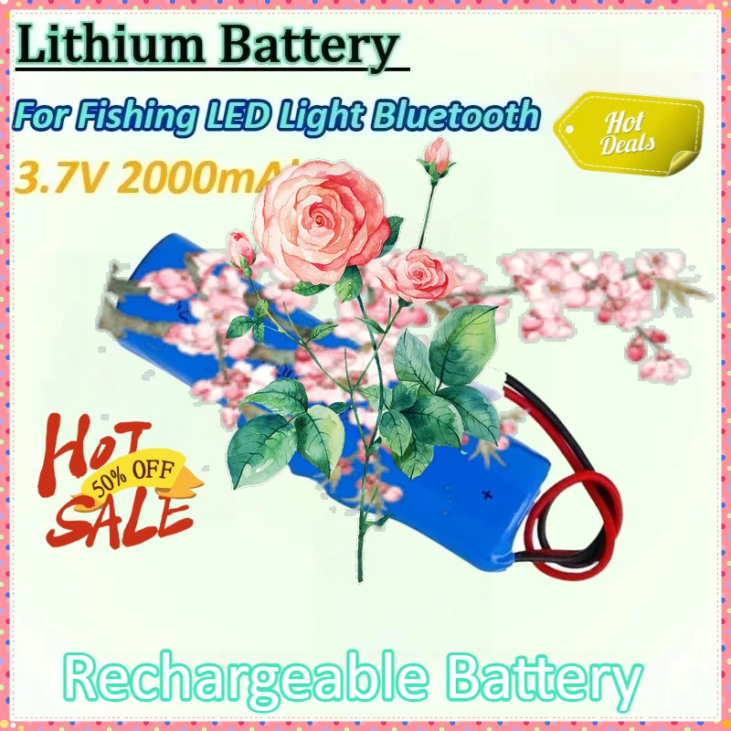 

New 3.7V 2000mAh Rechargeable Lithium Battery 18650 Li-ion with PCB PH2.0-2P Battery for Fishing LED Light Bluetooth Batteries
