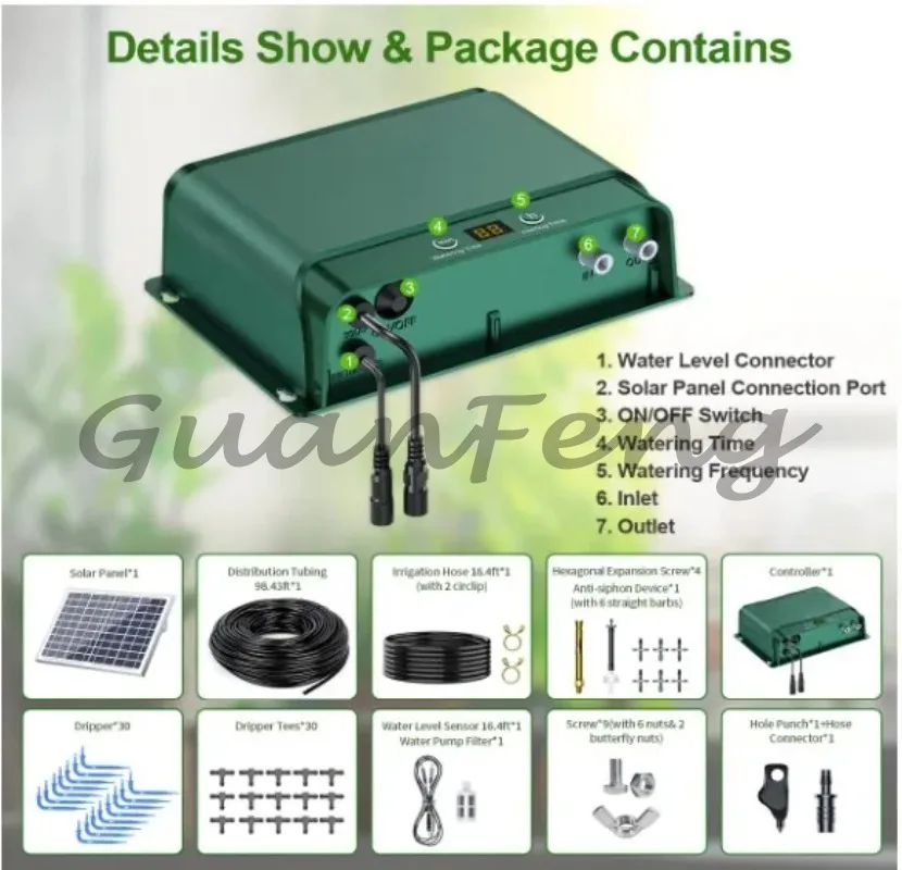 Solar Automatic Plant Self‑Watering Irrigation System, Auto Watering Device for Balcony Plant Bed & Household Green Plants