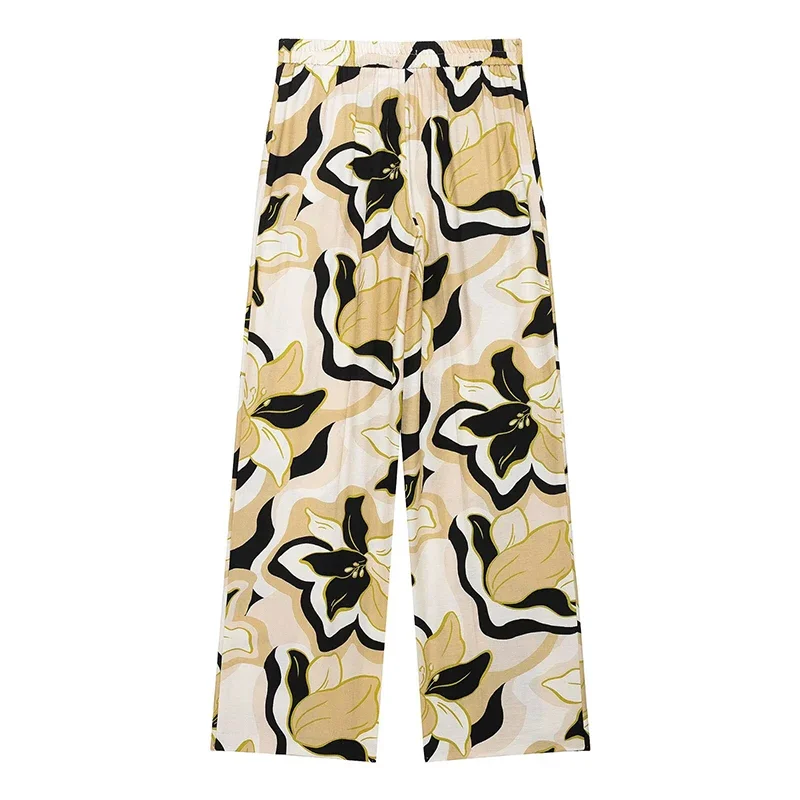 New Fashion Sexy High Waist Wide Leg Pants Sets For Women 2 Pieces Print Shirts Top Women's Suit Two Piece Set Women Outfit