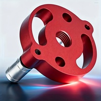 Manual Hand-Operated Red Aluminum Alloy Self-Centering Punch Drill Guide with Pin -Heavy-Duty Woodworking Tool for DIY Furniture