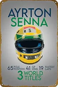 Ayrton Senna Career Stats Retro Car Metal Tin Sign Posters Wall Decor 12X8-Inch 8inchx12inch 1pc sign sign