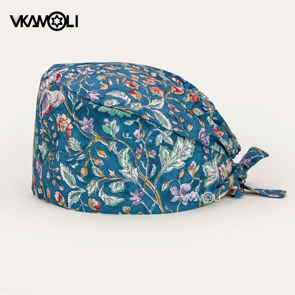 

vkamoli Wholesale prices women scrubs hat flowers printing pet shop hat nursing scrubs scrub cap