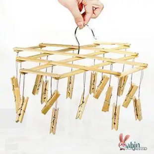 

Бамбуковая вешалка для белья и одежды, многофункциональная, с 9050 бамбуковыми крючками, деревянная вешалка для сушки белья