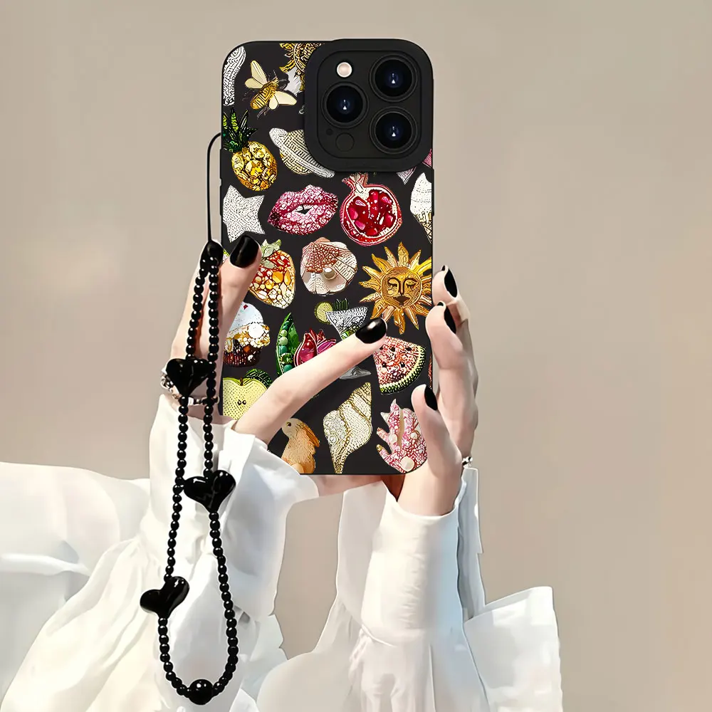 Coque de protection TPU de luxe motif tournesol pour iPhone 17 Pro Max 16 15 14 13 12 11 X XS XR 16 14 15 Plus avec sangle