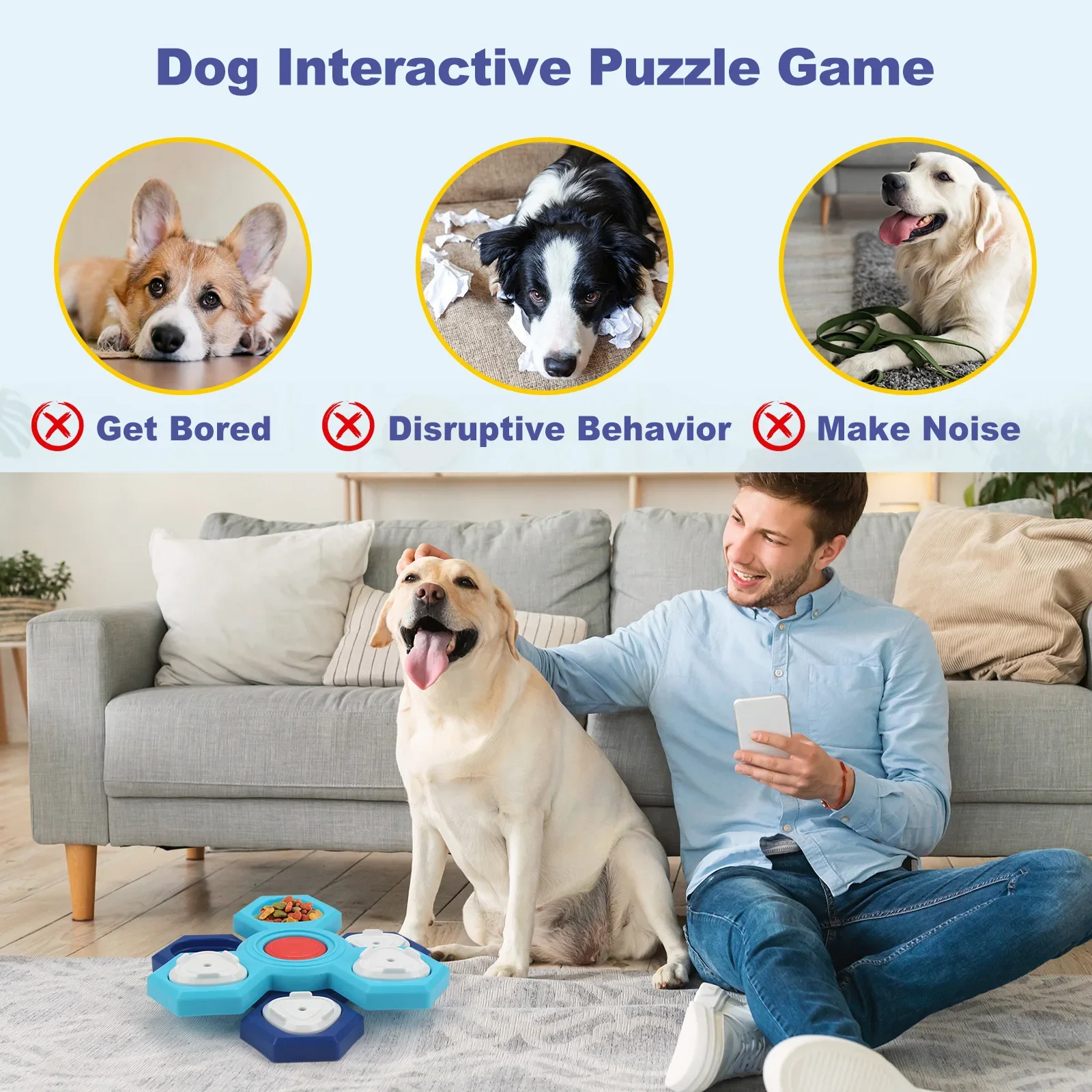 Pet Puzzle Toy Multi layer Rotating Wheel Slow Food Plate Dog Foraging Training Toy