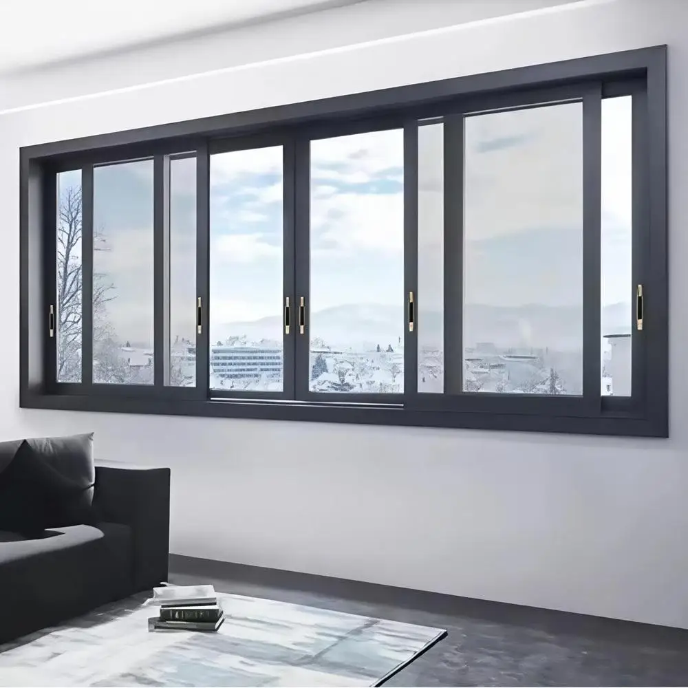 Living Room Multi Panel Manual Sliding Glass Window with Drainage Function Rainproof Windows Good Lighting Exquisite Windows