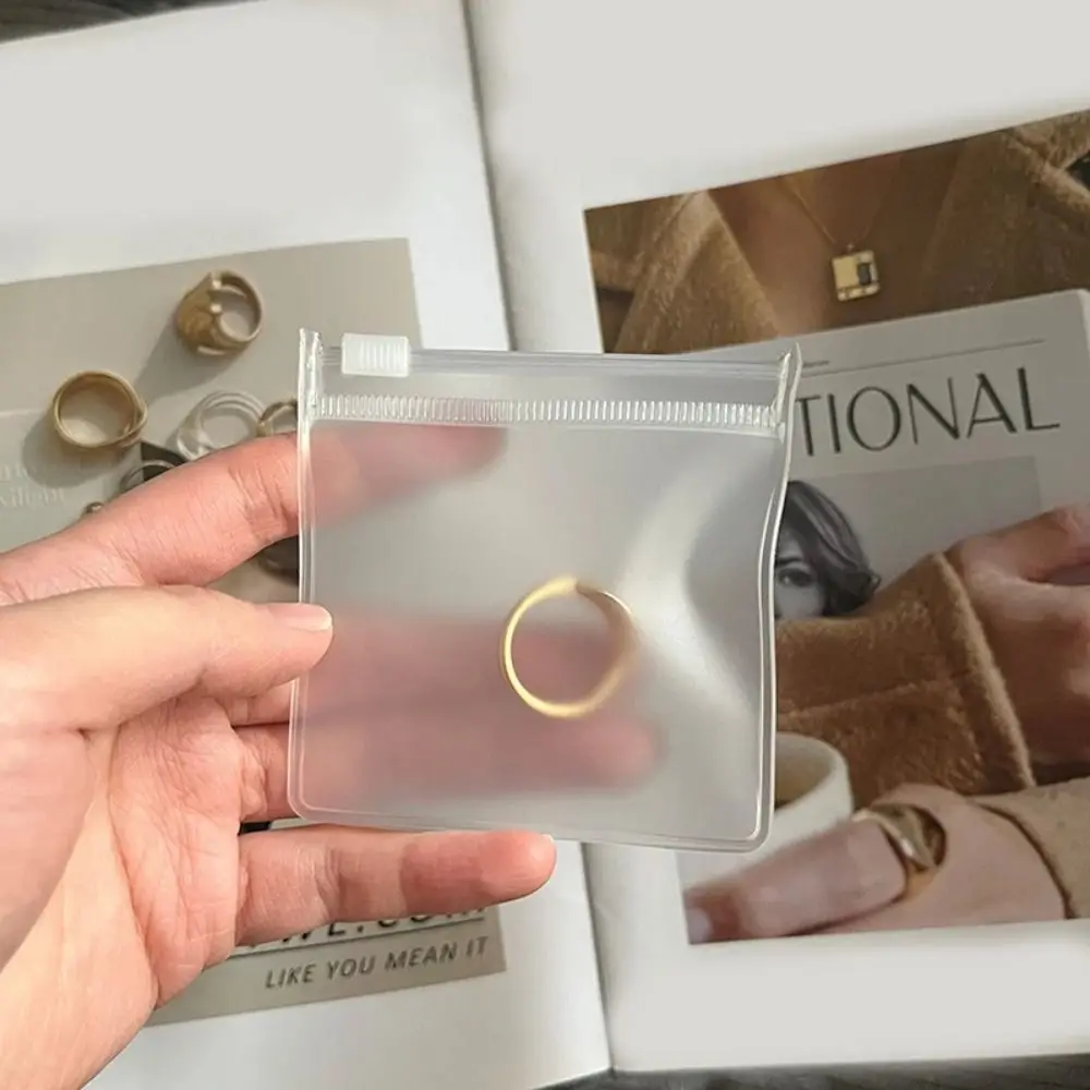 5PCS Transparent EVA Frosted Zipper Bags Jewelry Packaging Pouches DIY Handmade Earring Necklace Bracelet Ring Storage Bag