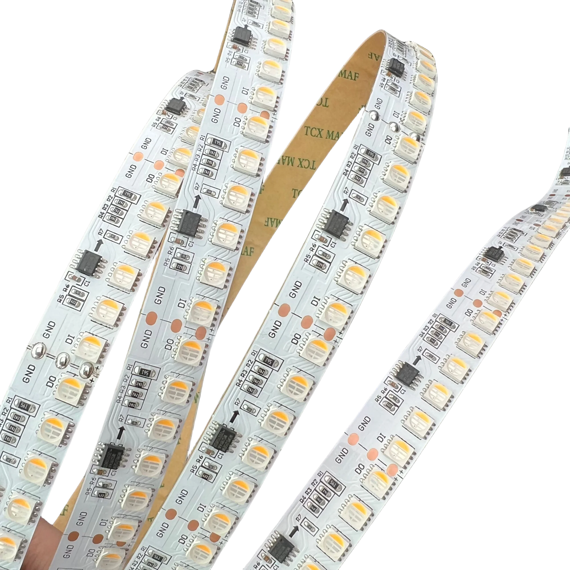 5m DC24V LED RGBW WS2814 Digital SPI Strip,144leds/m,24pixels/m,non-waterproof;white PCB; 6 LEDs As One Pixel