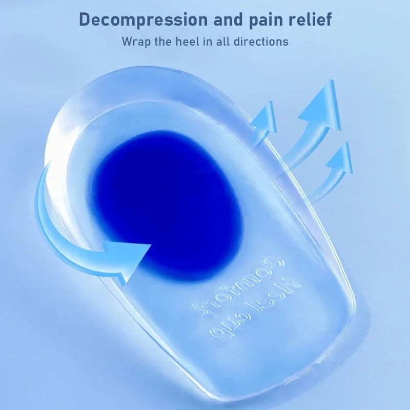1 Paar Silikon-Gel-Ferseneinlagen für Plantarfasziitis, Fersensporn, U-förmige Schmerzlinderung, schützende Einlagen, weiche Polster für Männer und Frauen – Detail 6