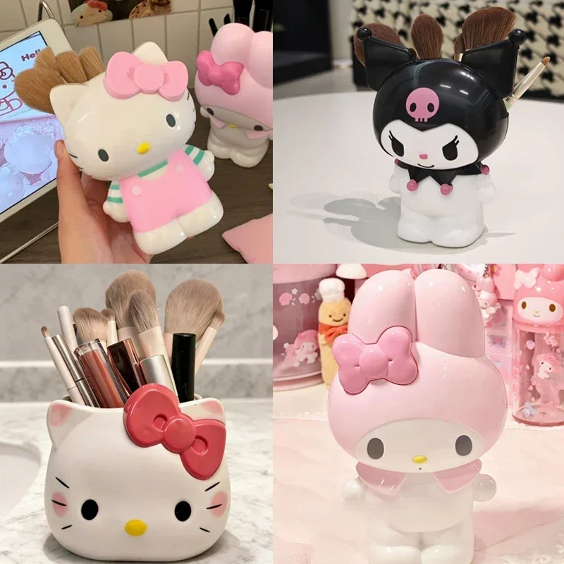 Anime Hello Kitty Melody Pen Holder Cartoon Kuromi Stationery Makeup Brush Organizer Desktop Decoration Birthday Ornament Gifts view 2