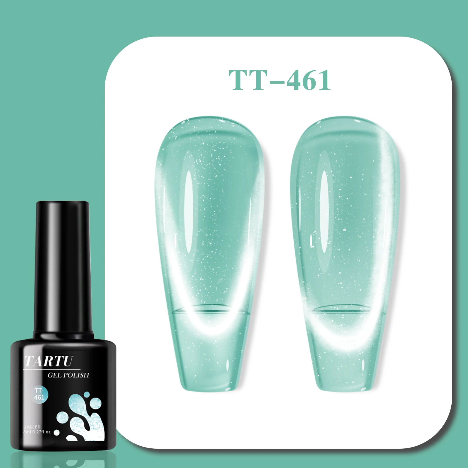 8 مللي الأخضر القط العين هلام مسمار البولندية غرفت LED/الأشعة فوق البنفسجية طويلة الأمد بريق الترتر المجسم بريق مسمار الفن صالون المنزل مانيكير