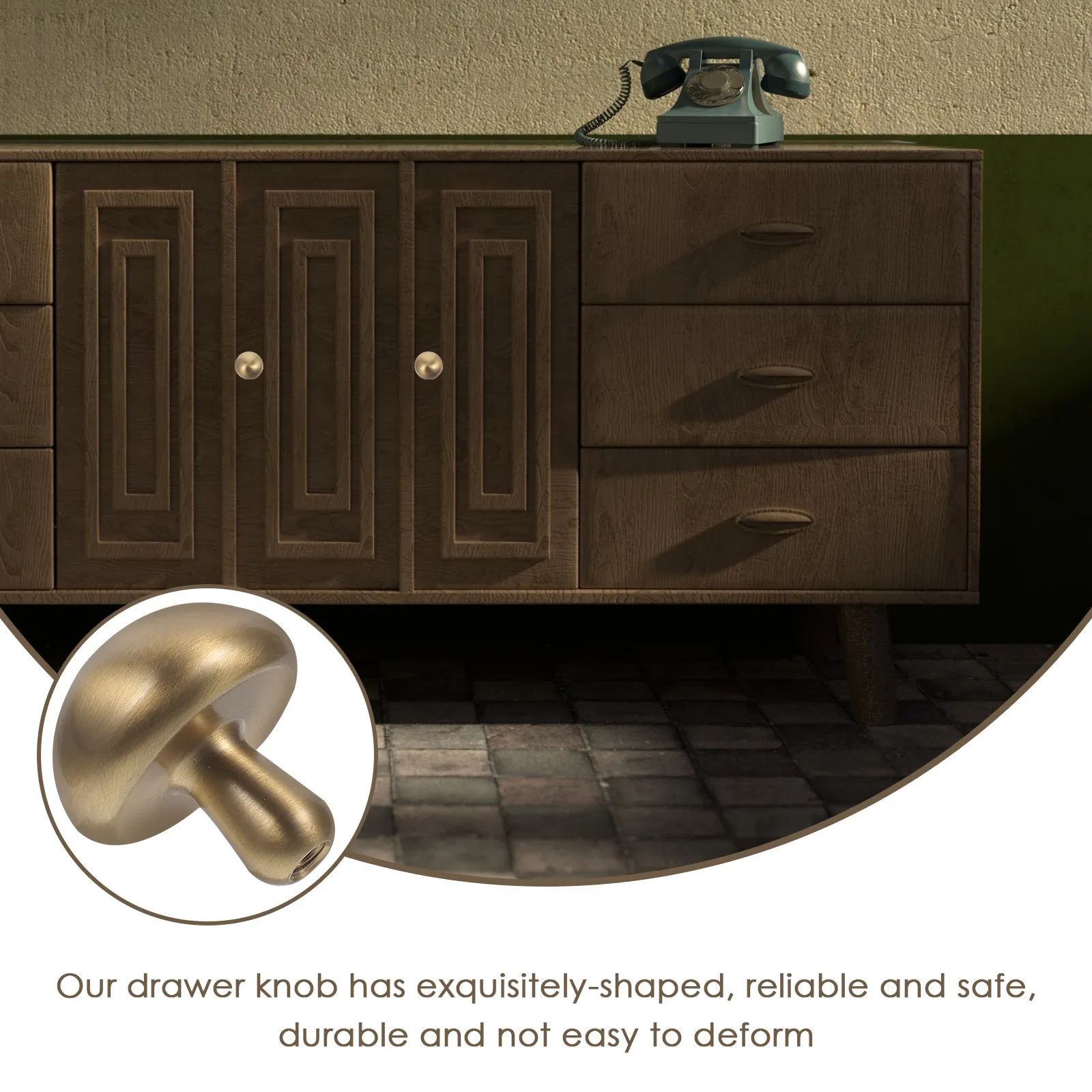 

Brass Mushroom Style Drawer Knob Metal Handle Cabinet Pulls for Dresser Wardrobe Cupboard Furniture Door Hardware