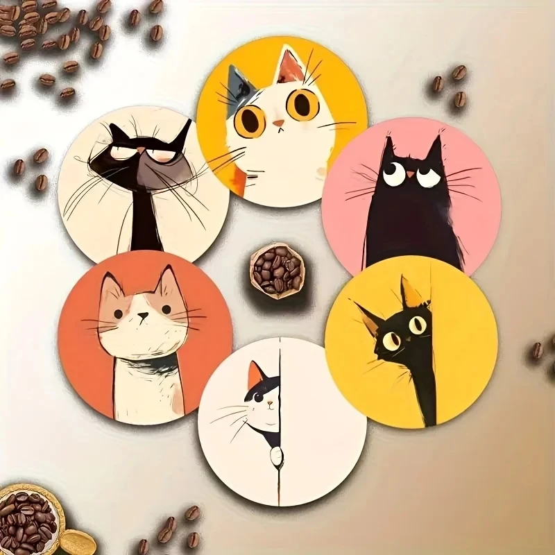 Juego de posavasos de madera clásico de 6 piezas: almohadilla multiusos para bebidas, imprescindible para celebraciones, adecuado para diversas ocasiones y lugares