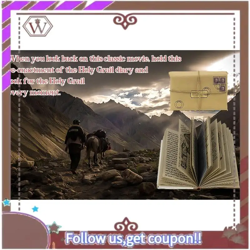 ABBG-그레일 다이어리 인디애나 저널, 인디애나 그레일 다이어리 저널, 인디애나 성배돌 다이어리 소품, 빈티지 가죽 저널 약 17X