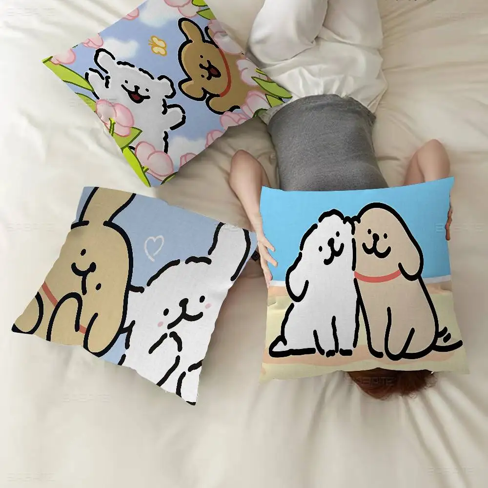 Animal maltese and golden retriever Lucky Dragon pillow cover sofa cushion cover home room decoration children gift