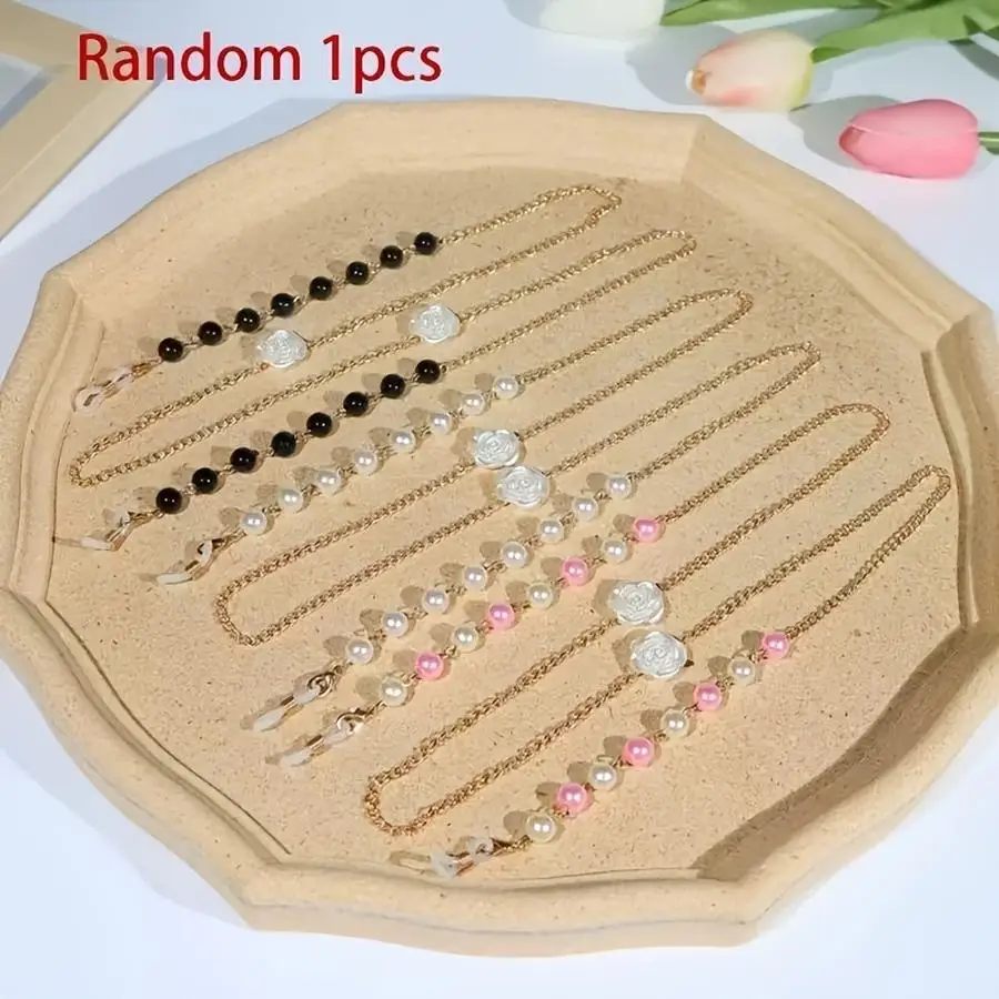1/5/10/20/50/100pcs Random Women's Fashionable and Versatile Alloy Floral Eyeglass Chain, Simple and Elegant Style, Suitable for