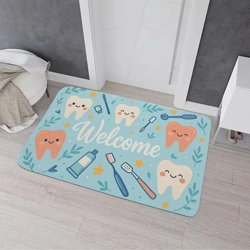 VIKAMA Dental Clinic Bodenmatte, rutschfester Eingangsteppich, kommerzieller, rutschfester Teppich, moderner, wasserabsorbierender, leicht zu reinigender Türvorleger