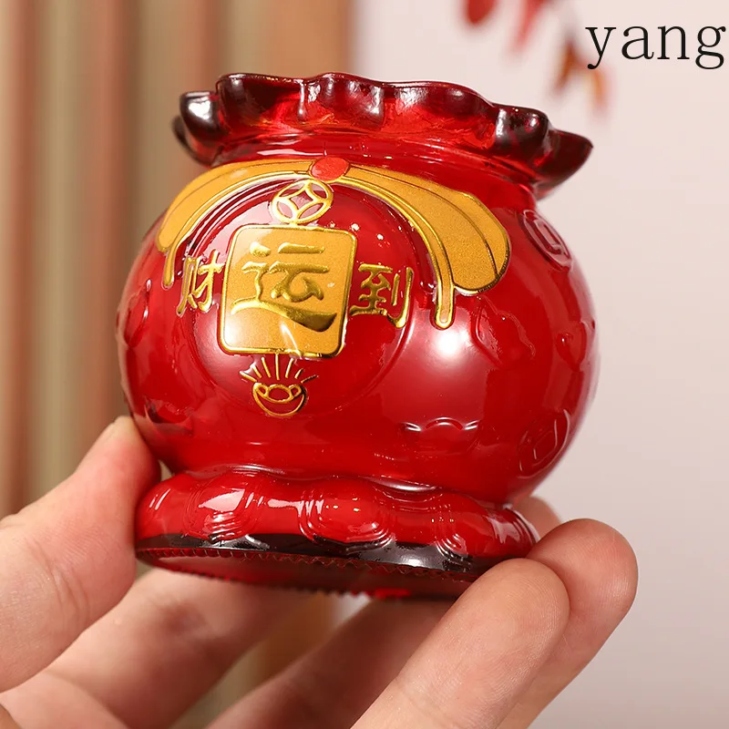 CX glass cornucopia household indoor offering Buddha, glass windproof offering in front of Buddha