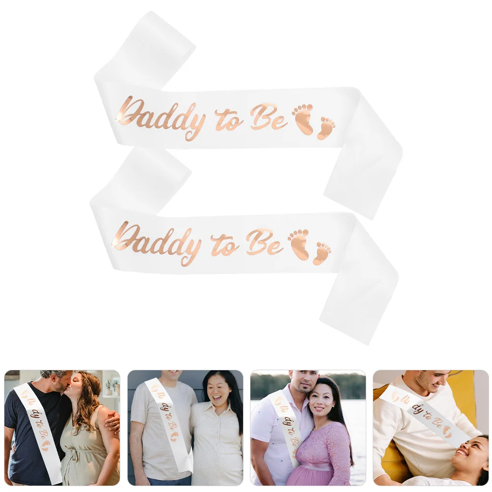 2 Pcs Shoulder Strap Etiquette for Dad-to-be Baby Shower Decorations Hot Paper Boy Expectant Father