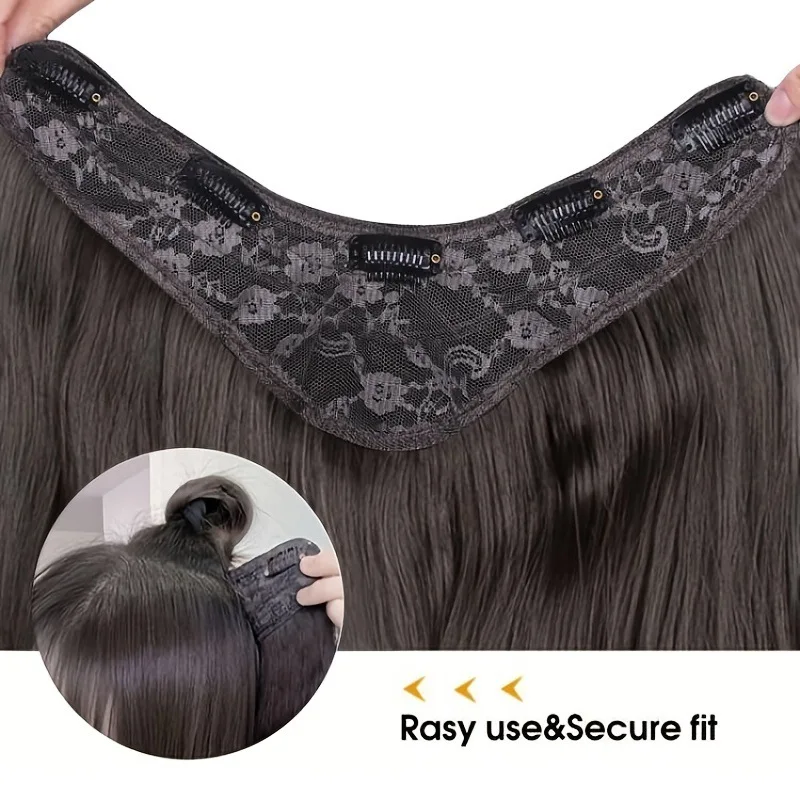 Synthetic 5 Clips V Shape Hairpiece One Piece Wavy Long Volume Extension 50cm Natural Look Invisible Seamless Daily Cosplay