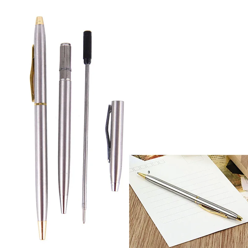 

Mini Rotating Pocket-size Ballpoint Pen Metal Material 0.7mm Black Blue Ink Refill Ballpen Office School Supplies Stationery