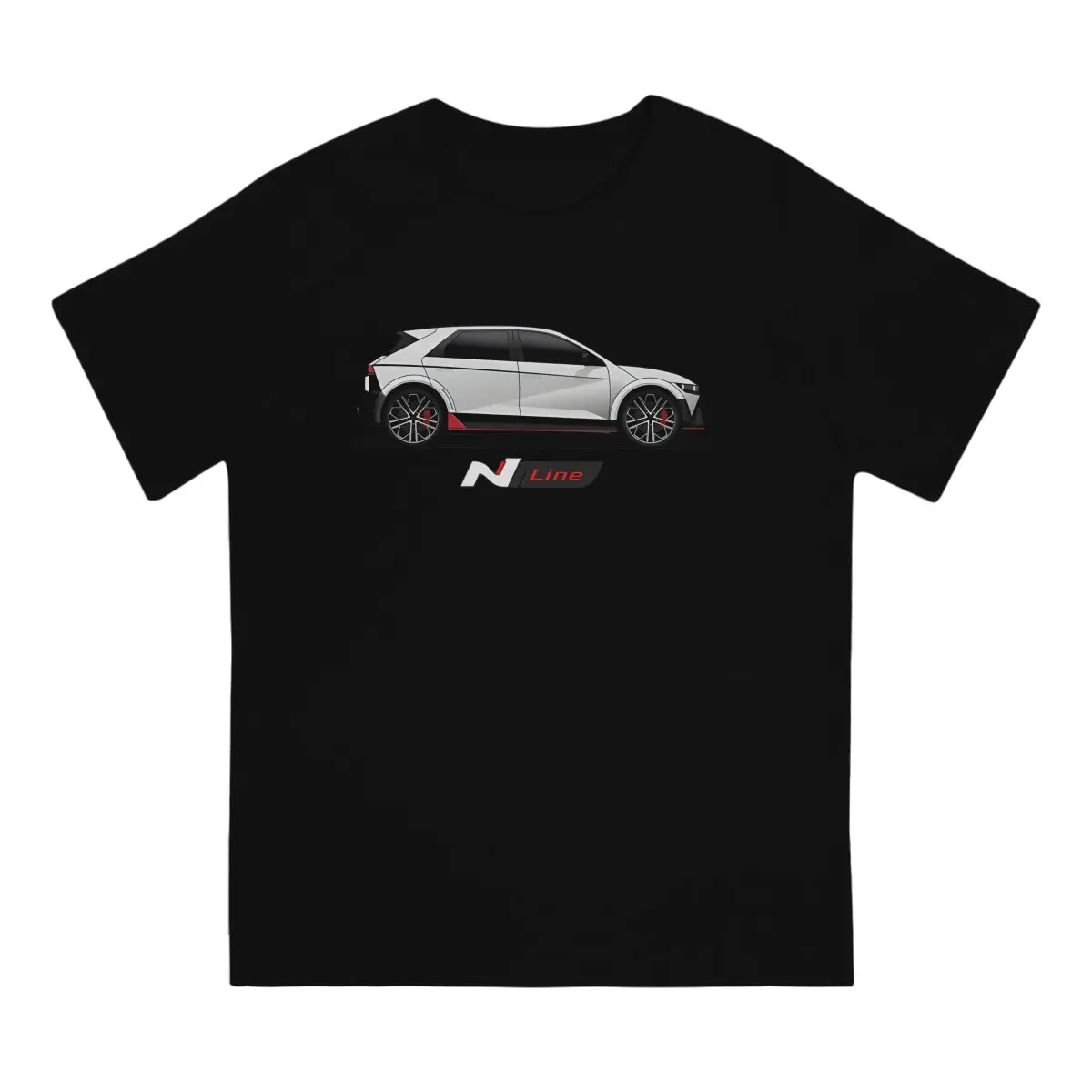 Men's T-Shirt Ioniq 5 N Line White Illustration Funny Pure Cotton Tees Short Sleeve N Racing T Shirt Crewneck Tops Gift Idea