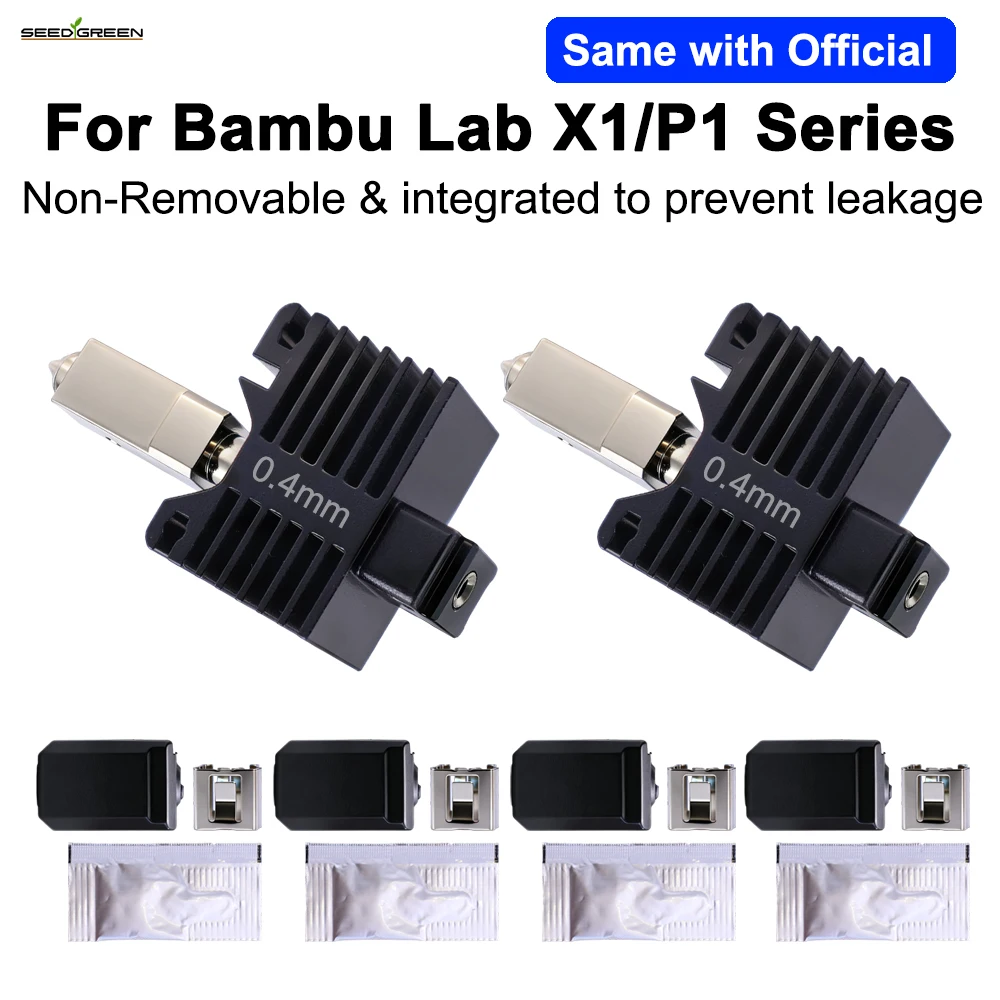 

For Bambu Lab P1S Hotend, Bambu Lab X1C Nozzle, P1S, P1P, X1 Printhead: Hardened Steel Integrated Design Prevents Material Leaka