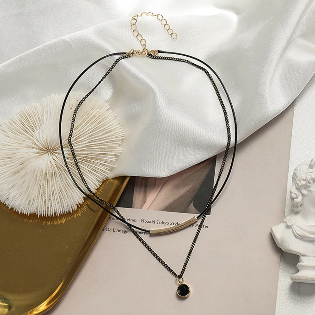 

Black Crystal Choker Necklace Women Trendy Layered Necklaces Stacked Locket Clavicle Chain Graceful Classic Delicate Fashionable