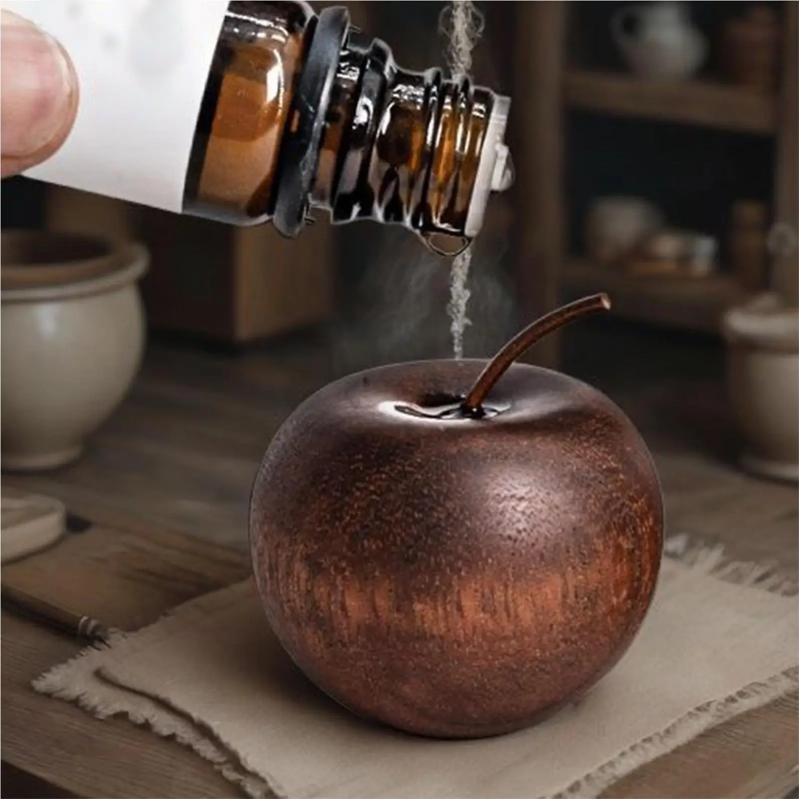 Wooden AppleShaped Ornament Essential Oil Diffuser Fragrance Diffuser Suitable For Home Room Bathroom Car Decoration Accessories