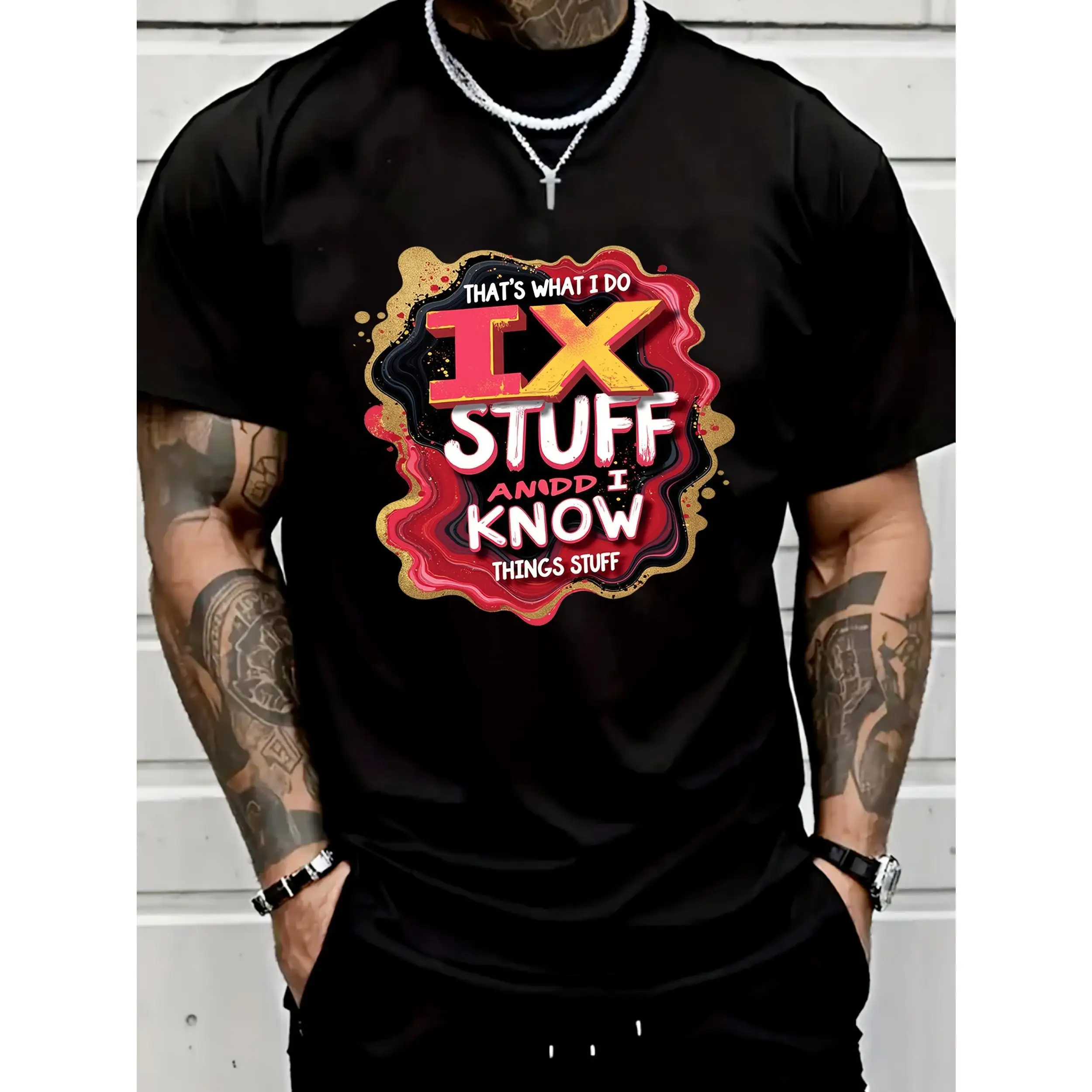 

Funny Fix Stuff Quote Graphic T-Shirt Men’s Casual Repair Shop DIY Gift Tee for Father’s Day, Birthday or Workshop Wear S-3XL