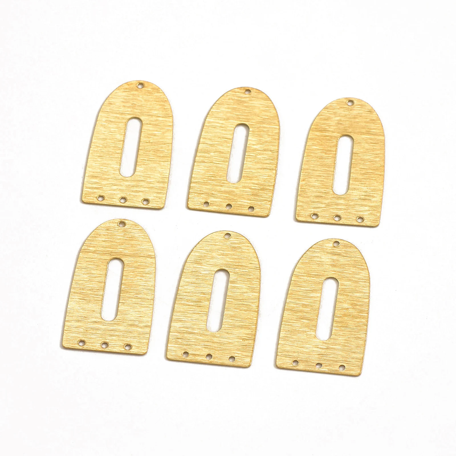 10pcs brass brushed textured porous arch earring connectors, D-shaped hollow dome handmade jewelry making components