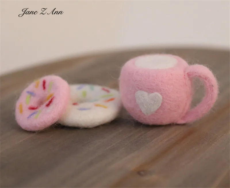 Wool felt biscuit milk bottle milk tea cup newborn photography theme modeling props studio shooting accessories