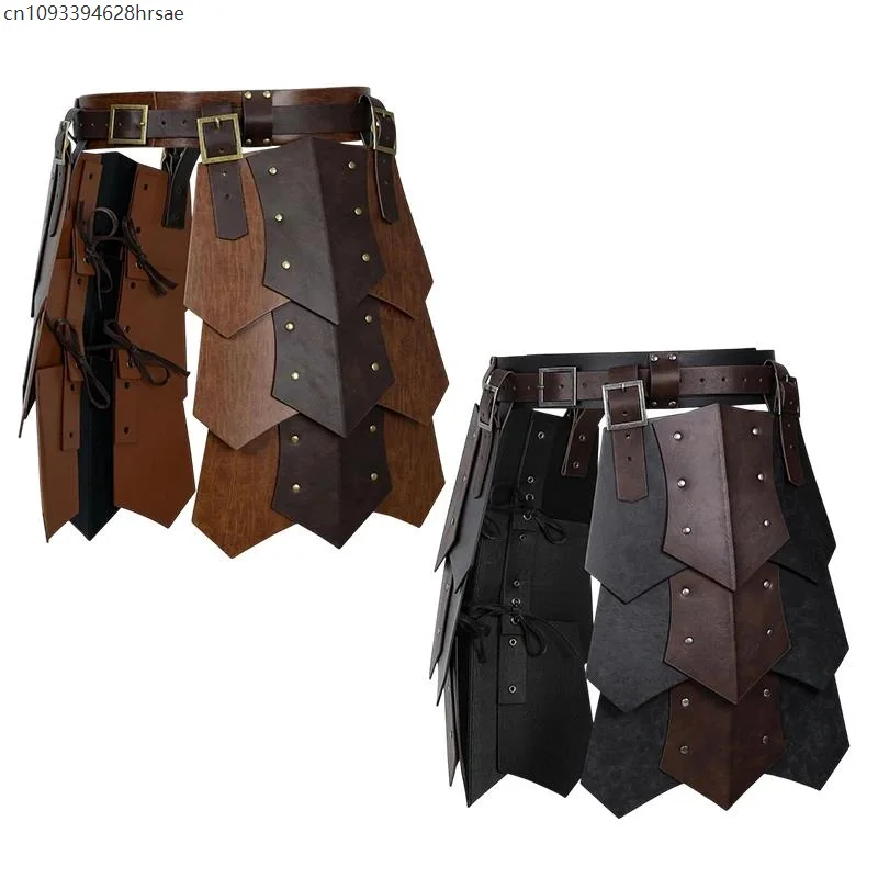 Medieval Leather Tasset Skirt Armor Renaissance Waist Apron Cosplay Costume Prop for Knight Warrior Theater Party Stage Show