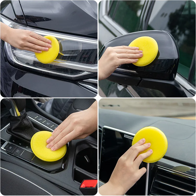 12Pcs Car Foam Sponge Wax Applicator Cleaning Detailing Pads 10cm Car Waxing Polishing Pad Home Car Wash Care Cleaning Kit