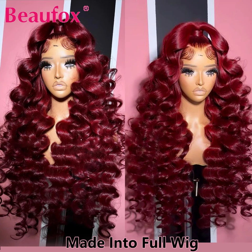 Beaufox 99j Burgundy Human Hair Bundles Loose Wave Bundles Human Hair Indian Hair Weave 1/3/4 Bundles Wine Red Hair Extensions