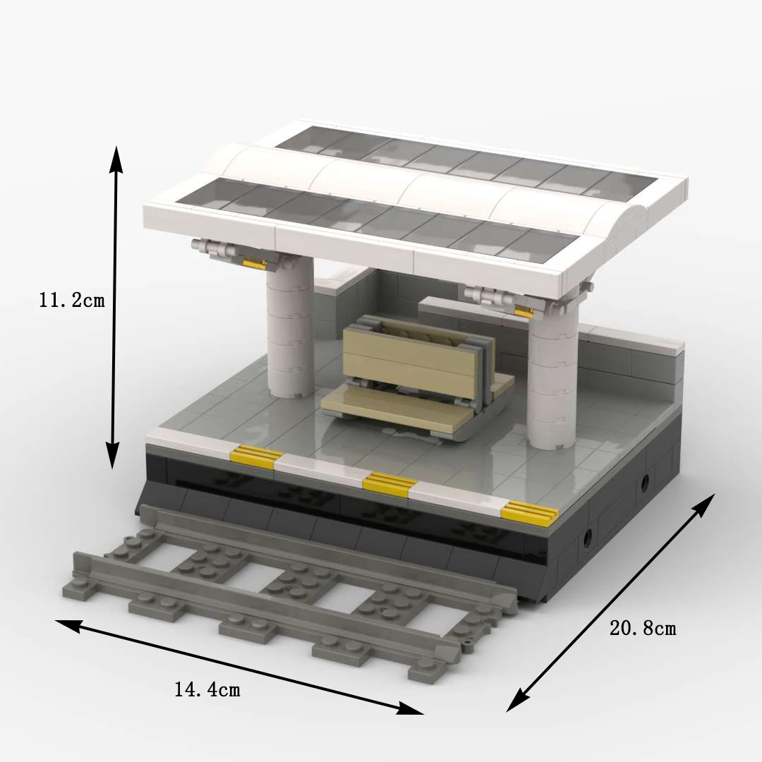 MOC Model Train Track Station Platform Building Blocks  High-tech Bricks Parts Traffic Hinge City GTC Ornament Toys for Children