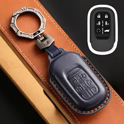4 5 6 Bottons Leather Car Key Fob Case Cover Shell Keychain for Honda Alison Odyssey 2023 2024 2025 Accesorios