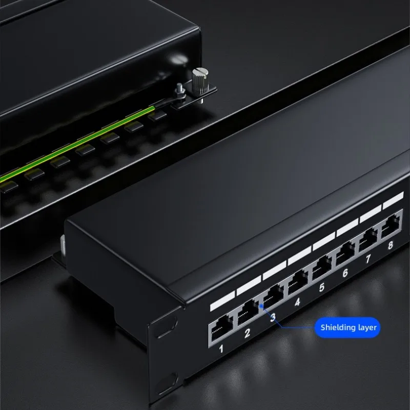 

1U 24-портовый 19-дюймовый гигабитный экранированный кабель RJ45 Cat6 Патч-панель Ethernet для сетевого кабеля
