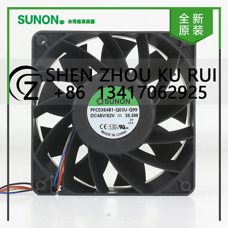 

New Original Sunon 5V 12V 24V DC 48V/52V 35.5W AC EC 12038 120X120X38MM 12CM inverter four-wire PFC0384B1-Q03U-Q99 cooling fan
