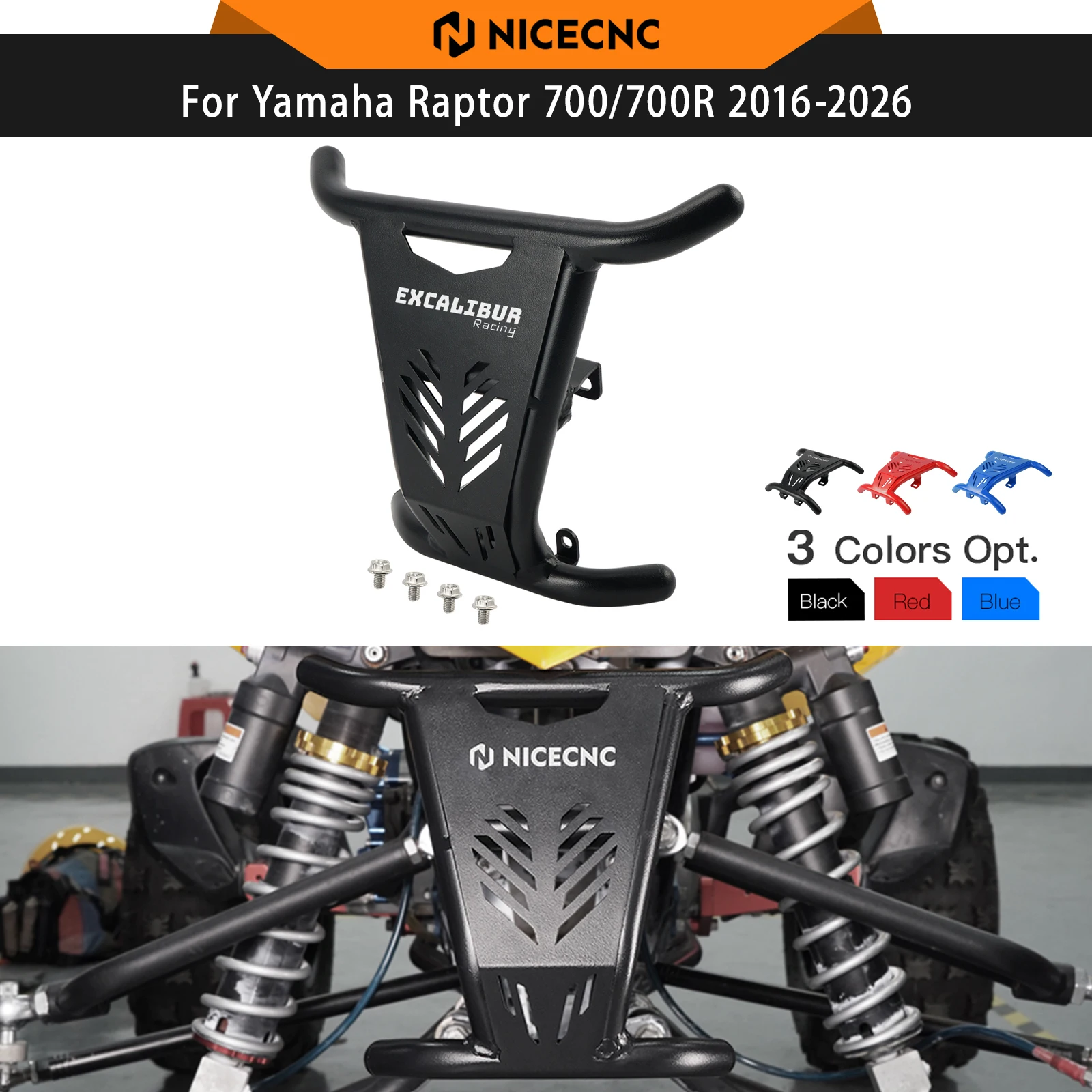 nicecnc-for-yamaha-raptor-700-atv-front-bumper-grab-bar-protector-for-yamaha-raptor-700r-2016-2026-thicken-aluminum-accessories