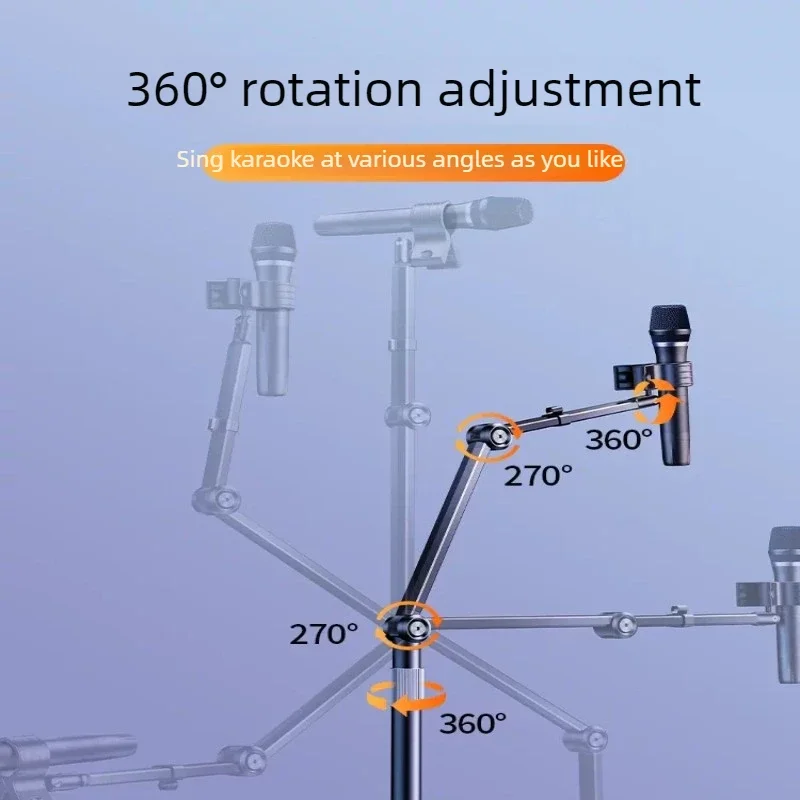 Adjustable Boom Arm Microphone Stand Tripod Desk Mount for Singing Condenser Mic Clip Live Performance & Outdoor Podcast Holder