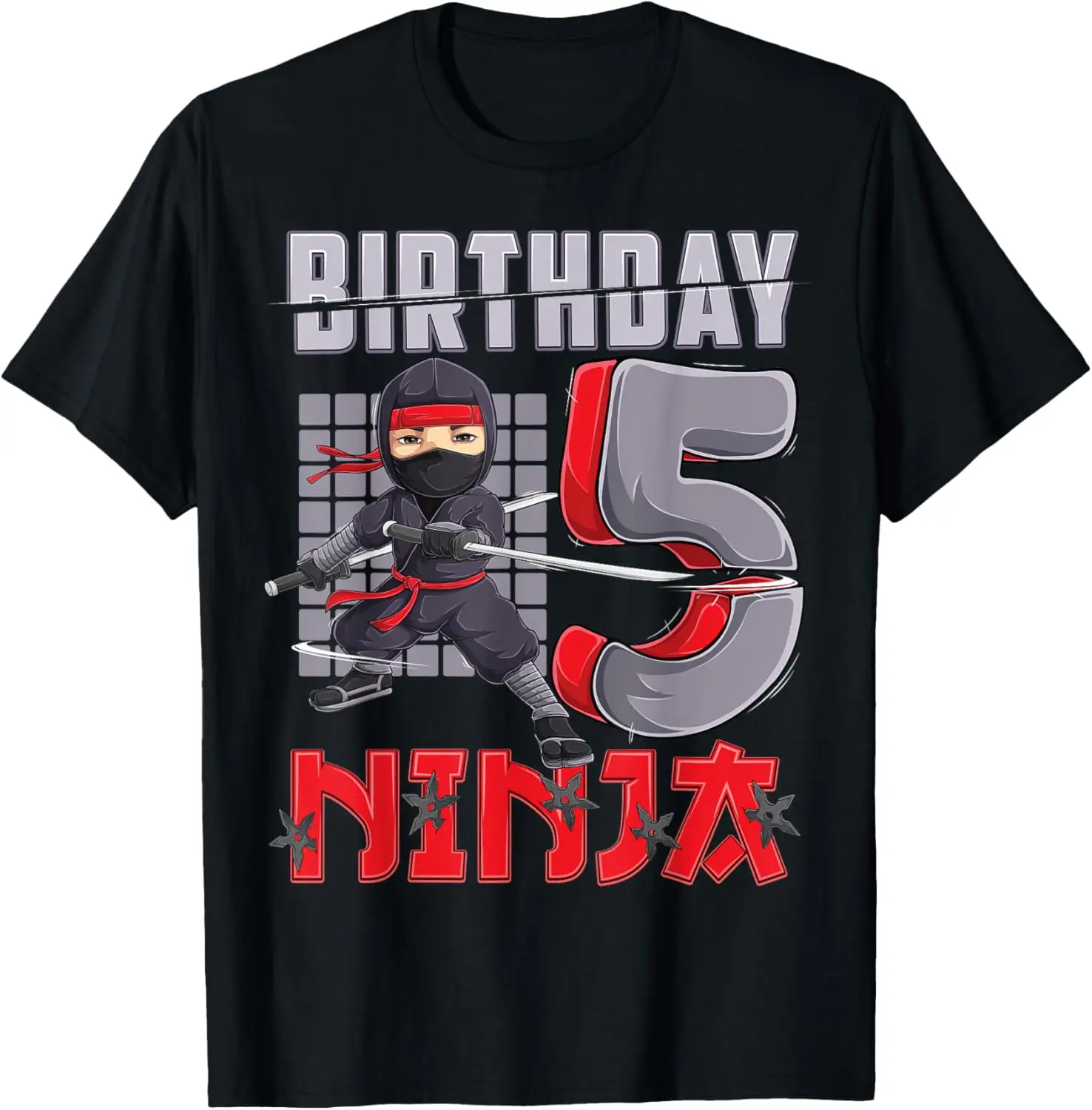 

5 Year Old Ninja Birthday Boy 5th Birthday Ninja Party kids T-Shirt