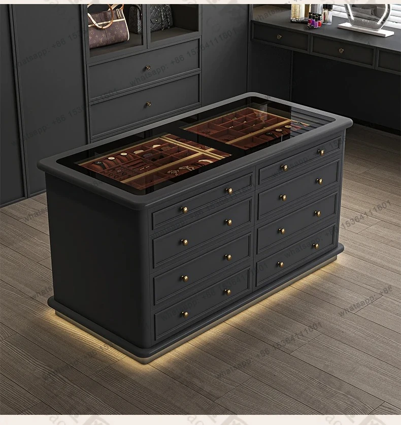 

French light luxury cloakroom, island cabinet, jewelry cabinet, household cream wind storage cabinet